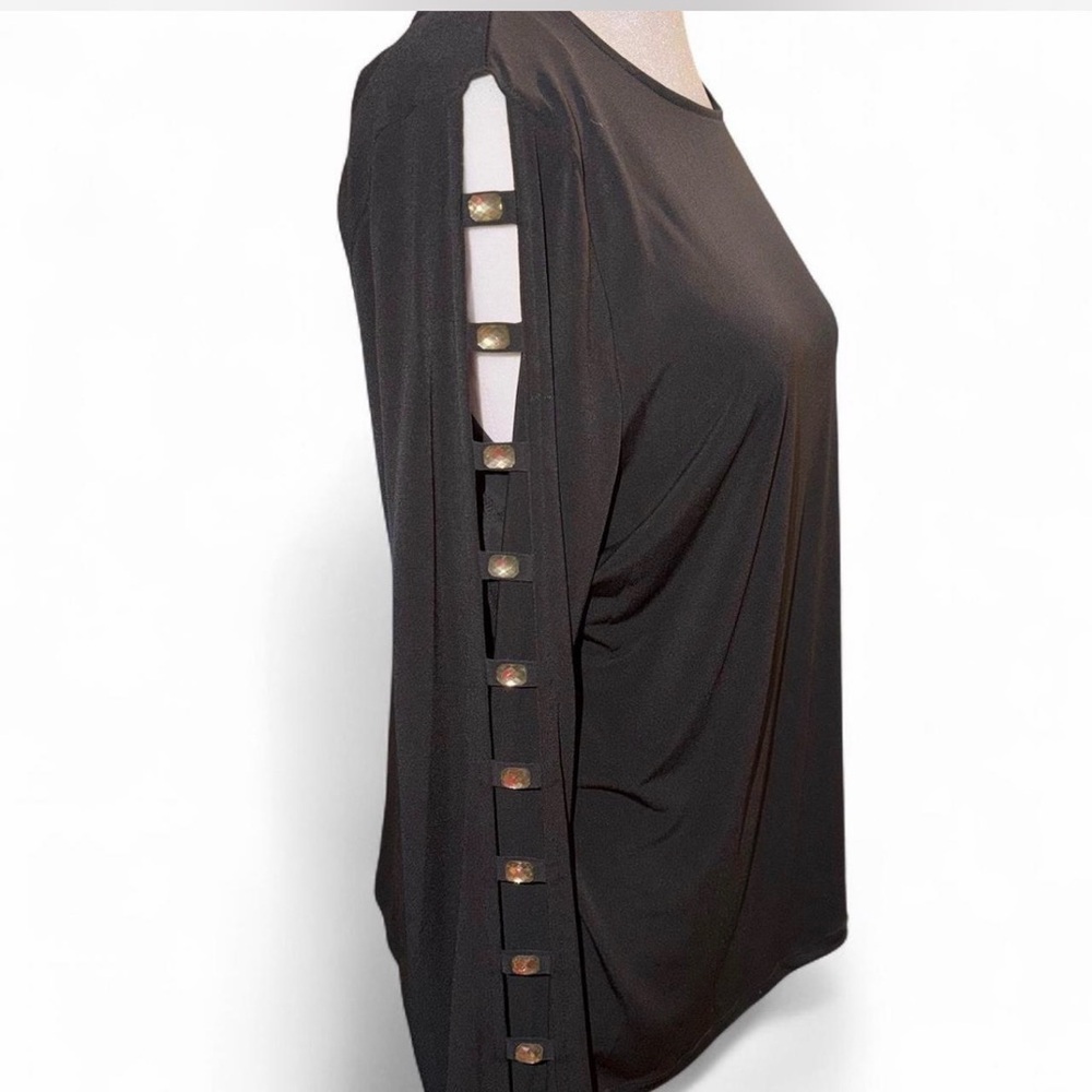 Michael Michael Kors Black Cutout Sleeve Stud Blouse XL